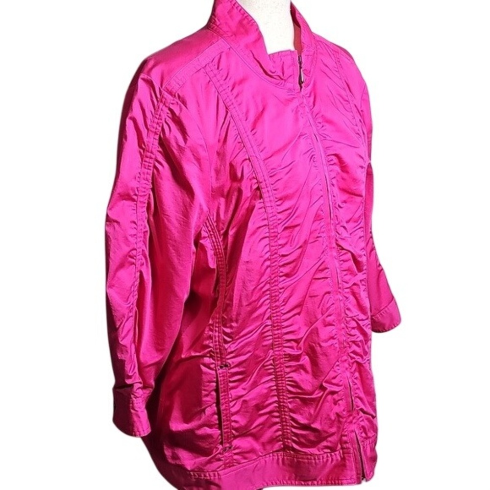 Laura Ashley Barbie Pink Rouched Jacket 3/4 Sleeves, Size 2x - Picture 2 of 9